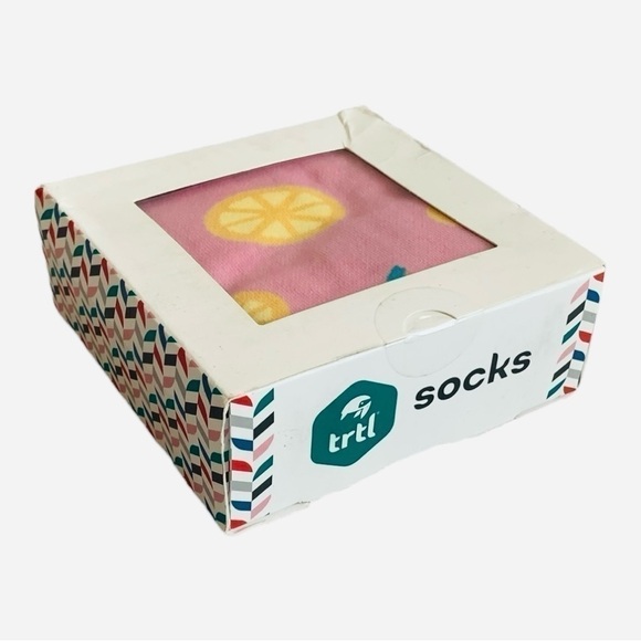 NIB TRTL Socks Multicolored Lemon Print Socks Breathable Stockings Lycra Socks - Picture 3 of 4